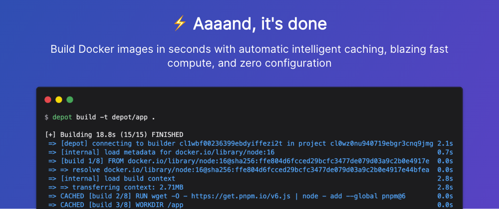Build Docker images faster using build cache banner