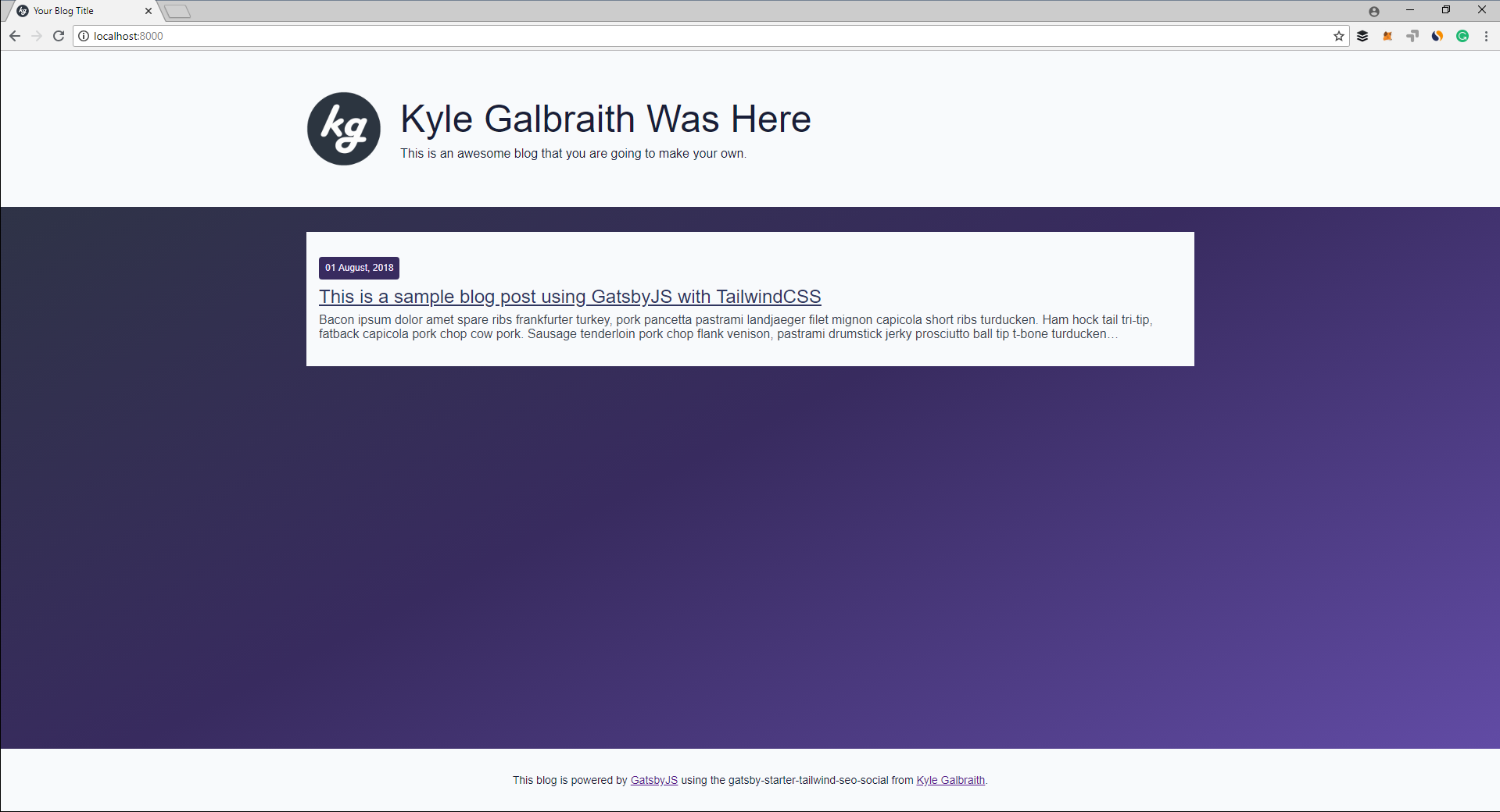 Change starter to your own details