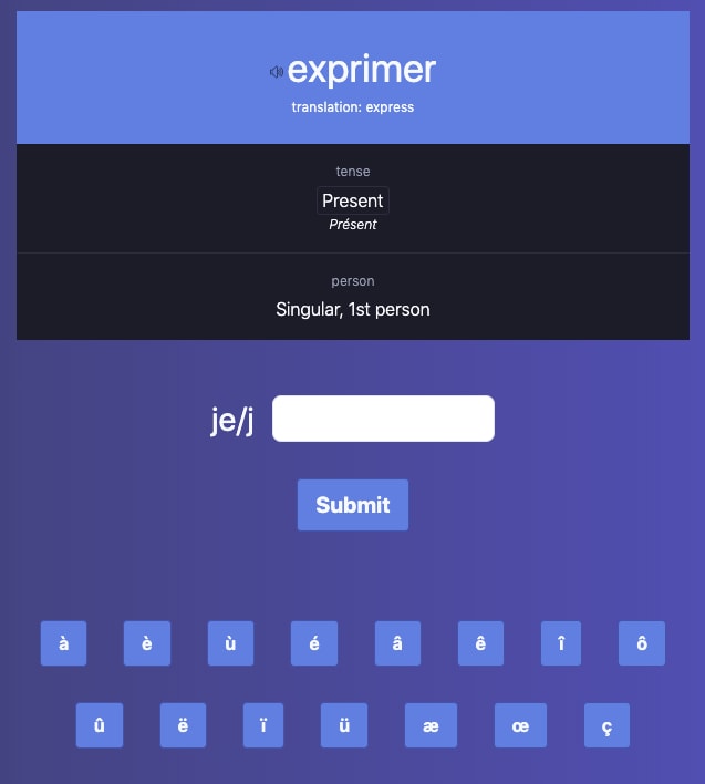 French verb conjugation component