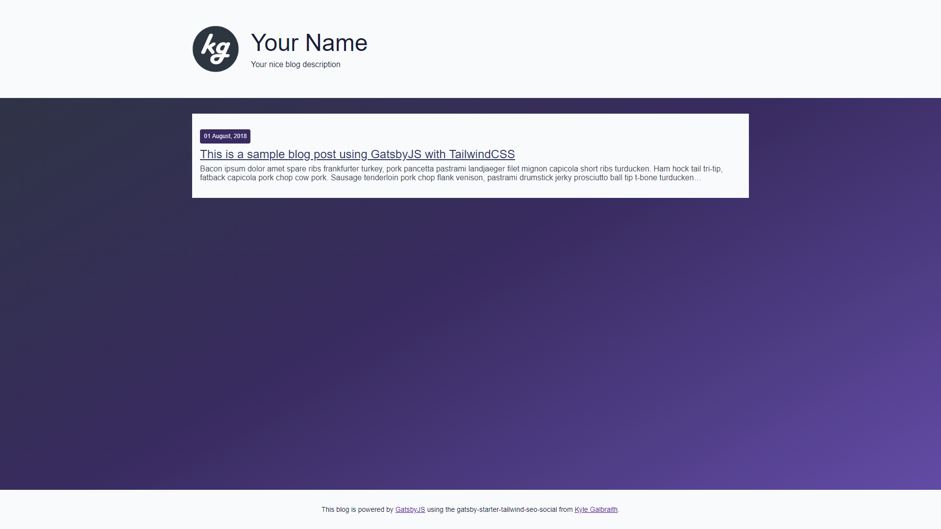 Tailwind starter project with Gatsby