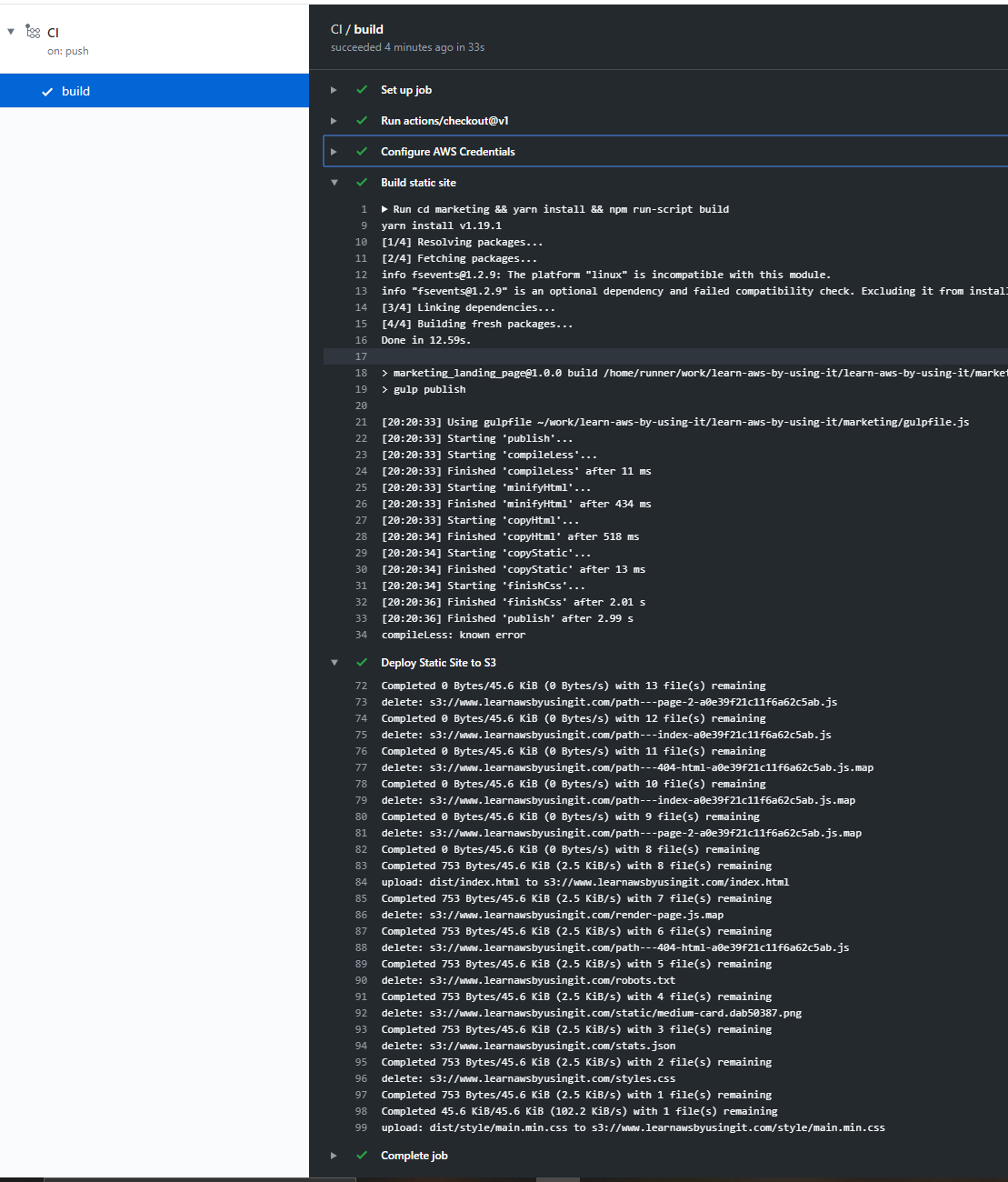 GitHub Actions Output